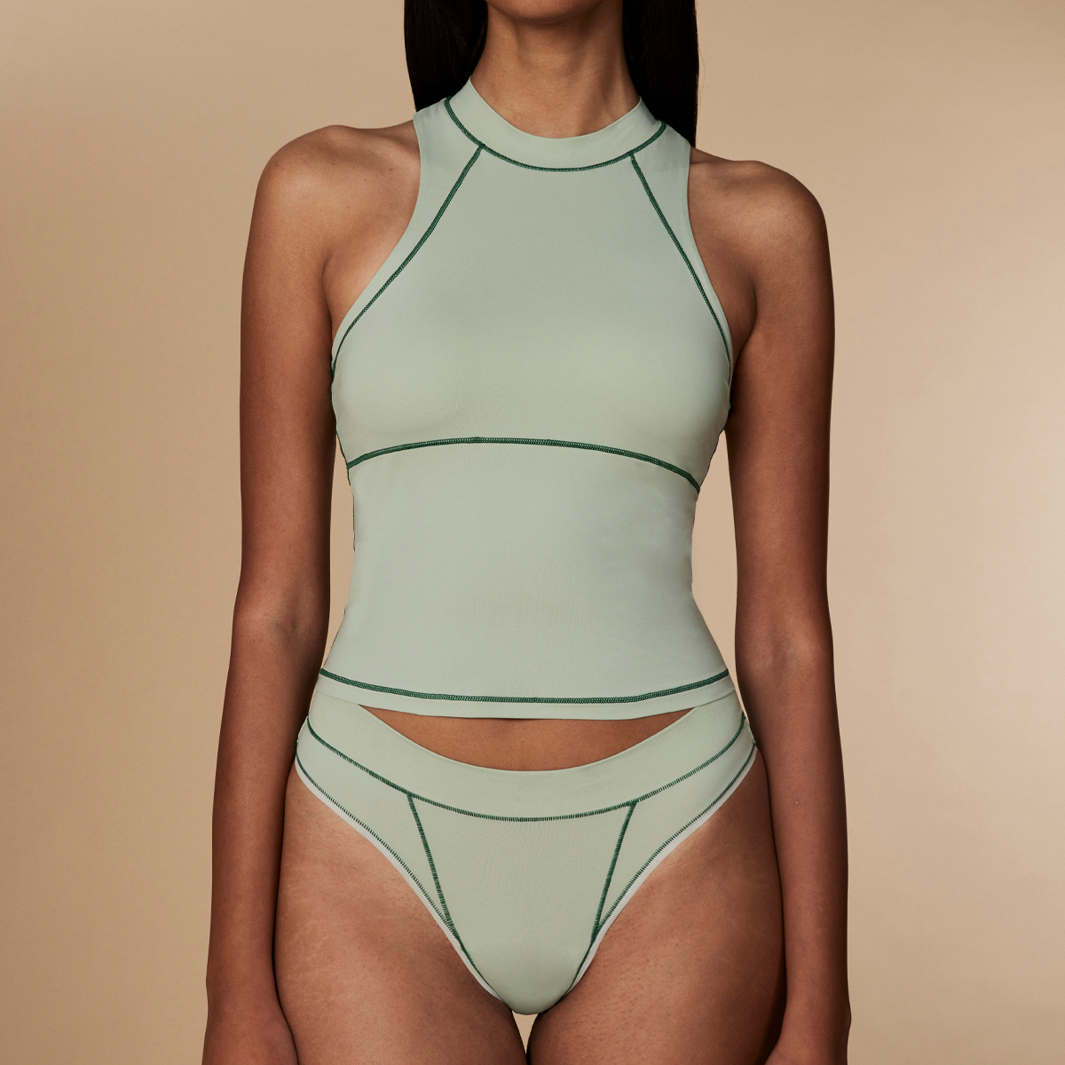 the tank & thong set - sage
