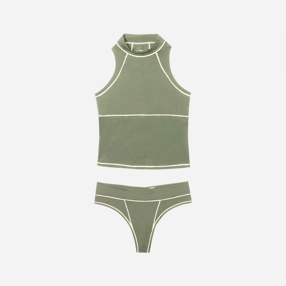 the tank & thong set - olive